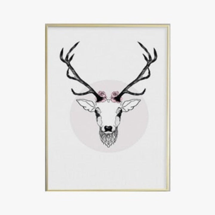 Deer Poster & Print Black Wall - Canvas Wall Art Painting