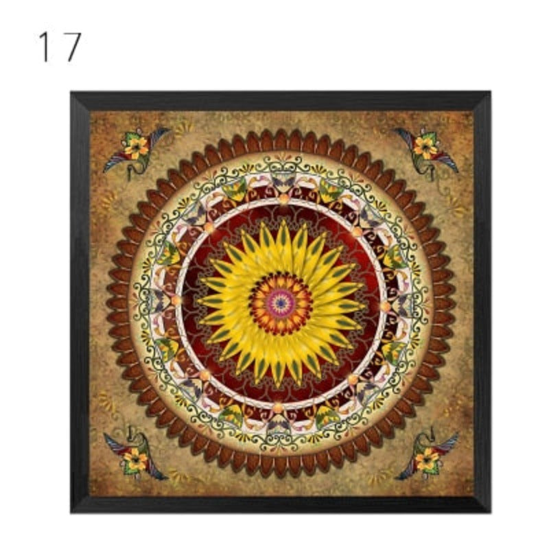 Mandala Ornament Thangka Yoga - Canvas Wall Art Painting