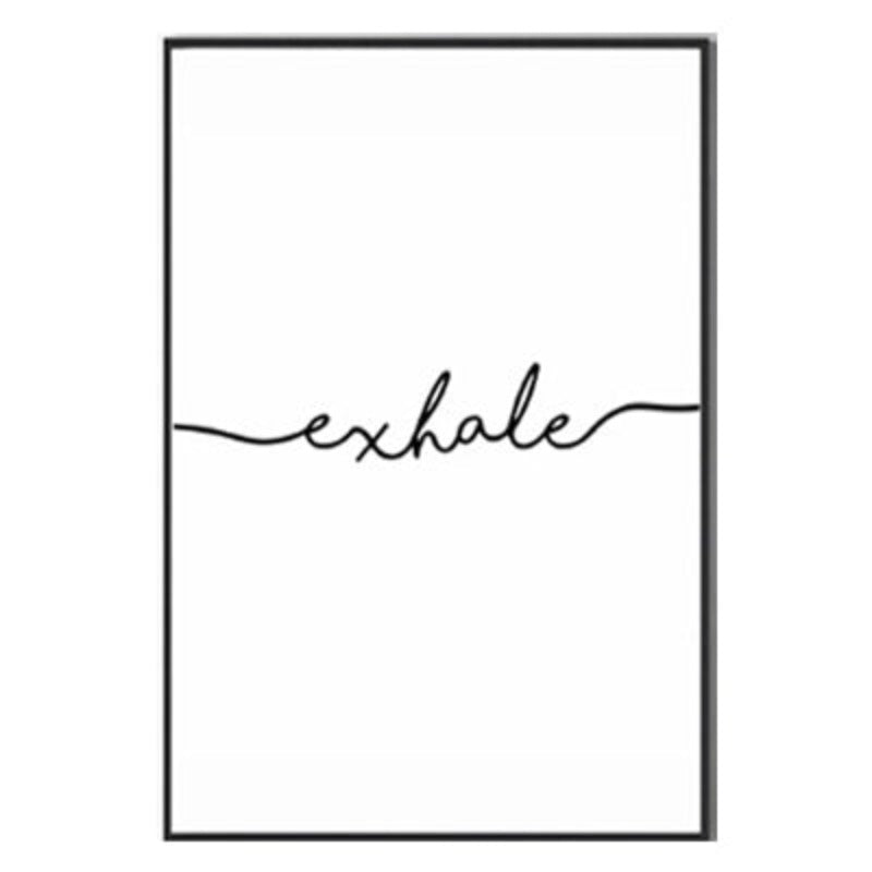 Minimalist Black White Exhale Inhale Letters - Canvas Wall Art Painting