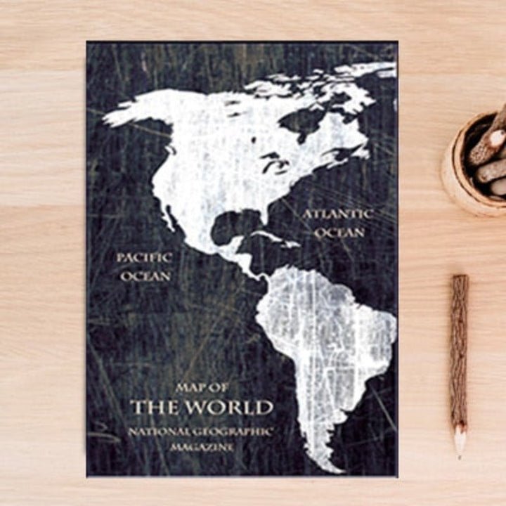 Vintage Black And White World Map Posters Prints - Canvas Wall Art Painting