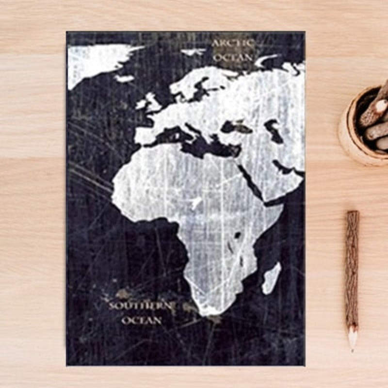 Vintage Black And White World Map Posters Prints - Canvas Wall Art Painting