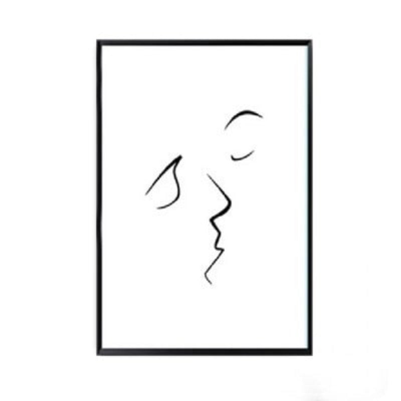Fashion Women Abstract Kiss Poster Voyeur - Canvas Wall Art Painting