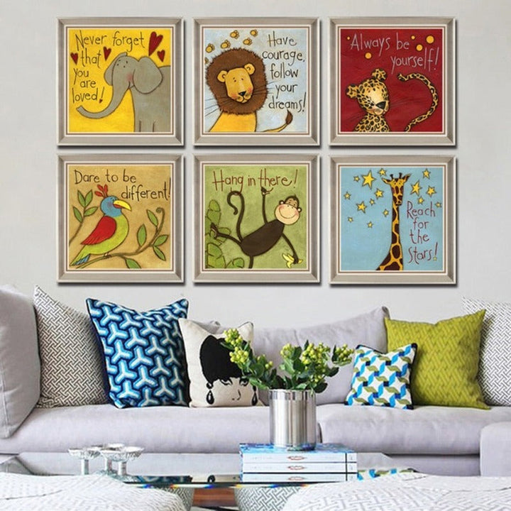 Cartoon Animals Nursery - Canvas Wall Art Painting