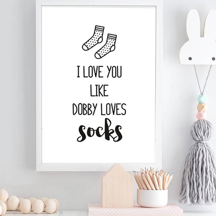 I Love You Nursery Prints Decor Socks - Canvas Wall Art Painting