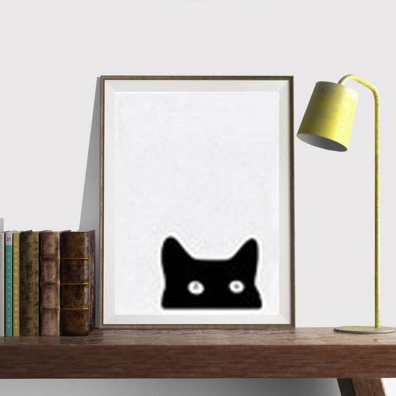Minimalist Black And White Cartoon Bear Nursery Decor - Canvas Wall Art Painting