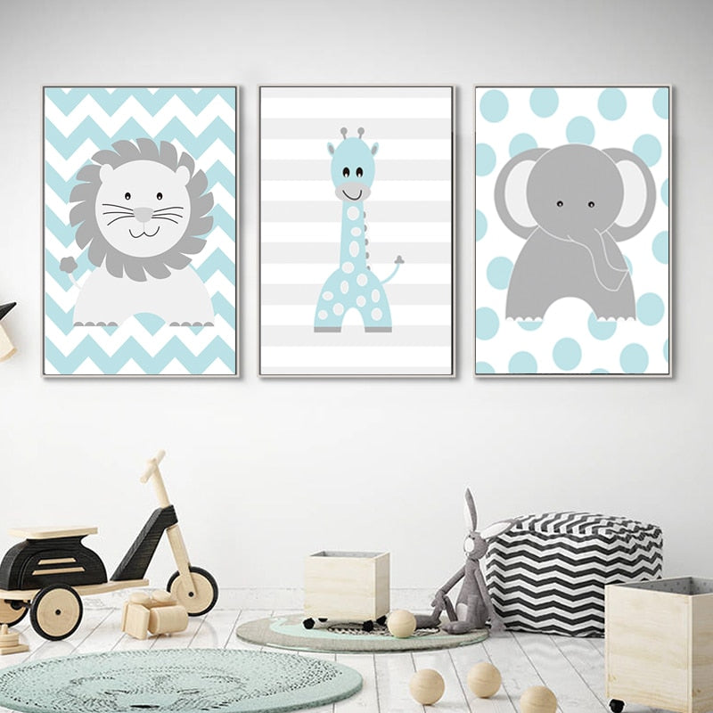 Cute Cartoon Animals - Canvas Wall Art Painting