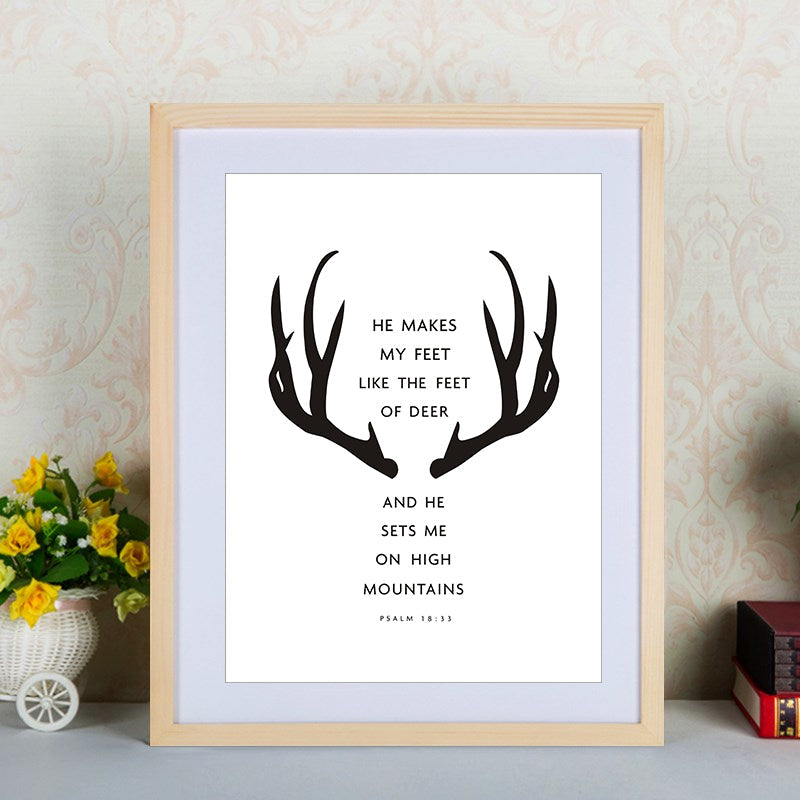 Minimalist Black And White Antlers Inspiring - Canvas Wall Art Painting