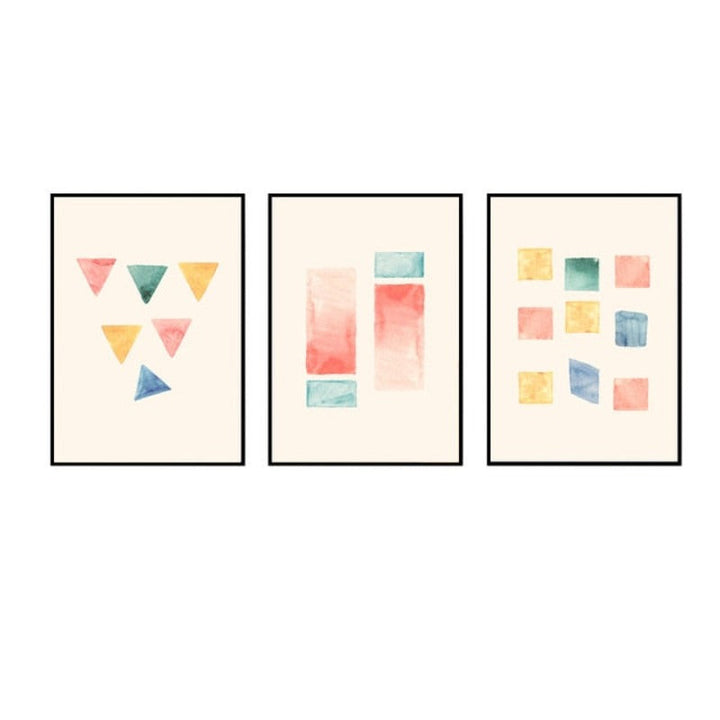 Geometric Watercolor Prints Posters - Canvas Wall Art Painting