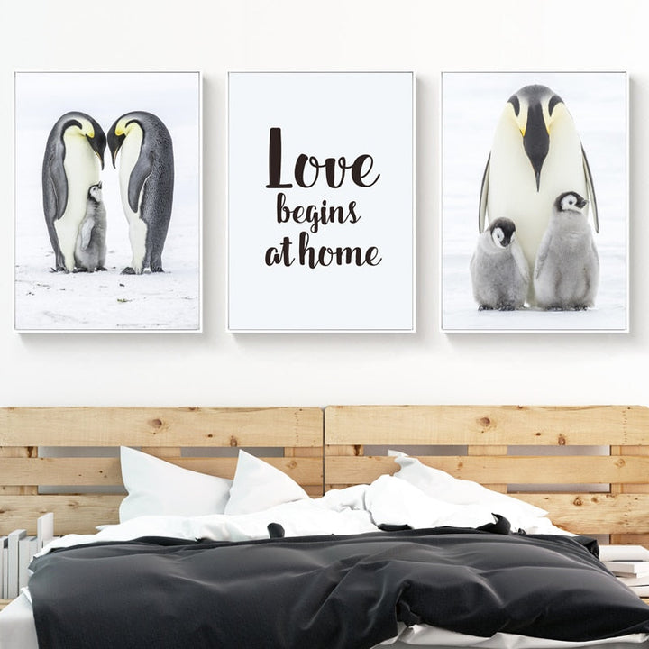 Warm Penguin Family - Canvas Wall Art Painting