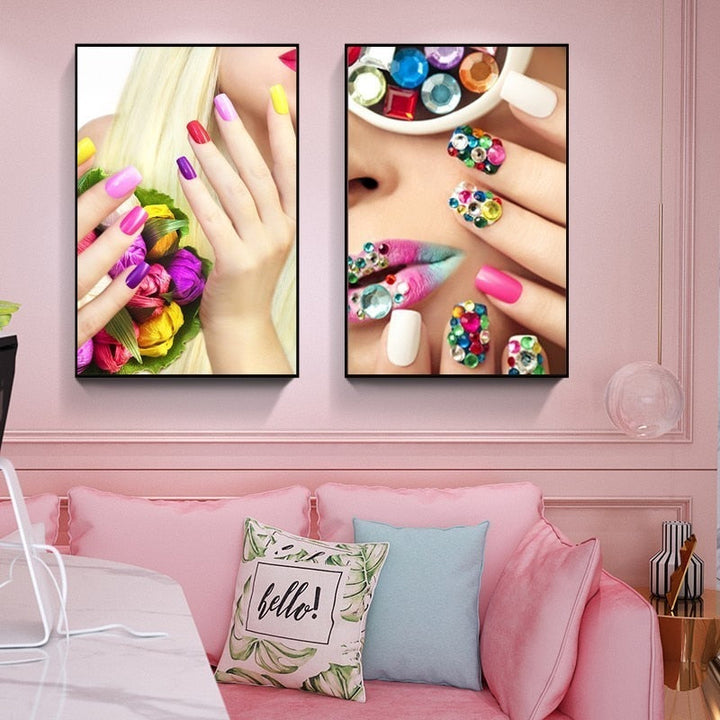 Fashion Beauty Make Up Nail Girl - Canvas Wall Art Painting