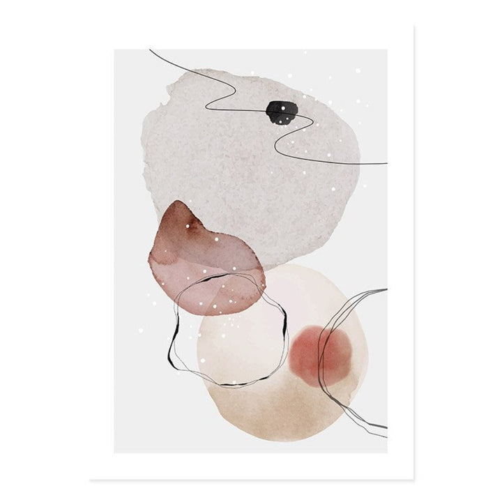 Dark Abstract Watercolor Circles - Canvas Wall Art Print