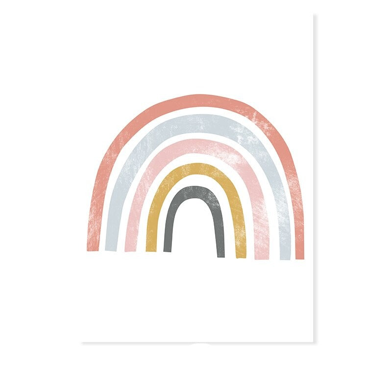 Lovely Rainbow Cartoon Girl Nursery - Canvas Wall Art Print