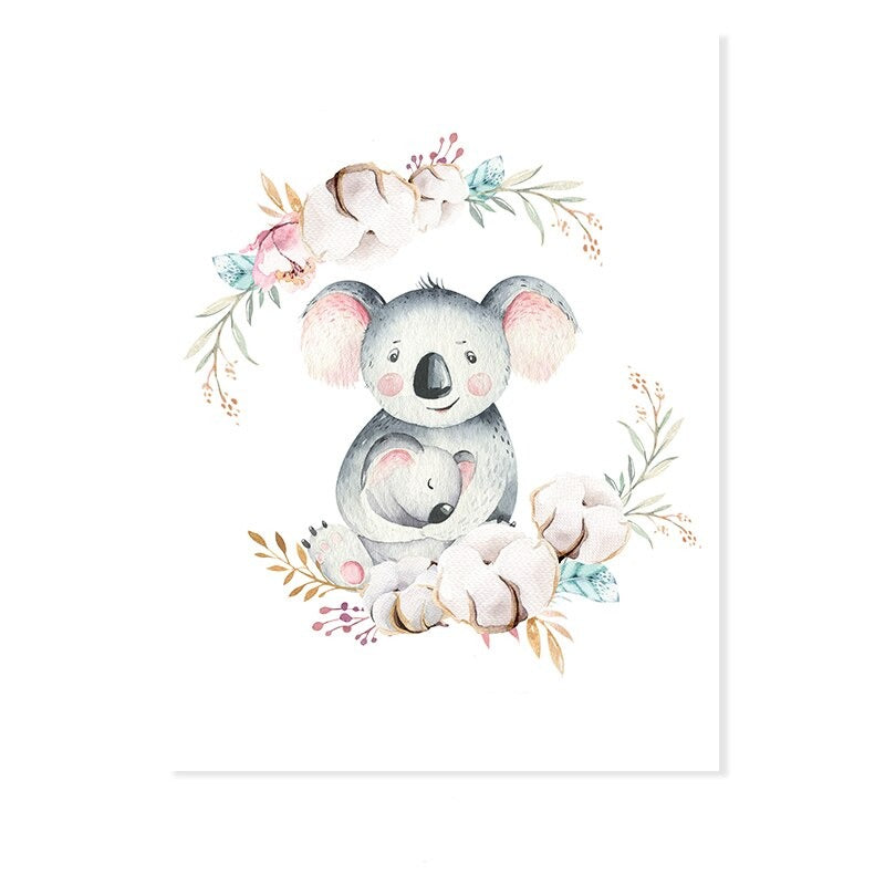 Loving Koala Mother & Baby Garland - Canvas Wall Art Print