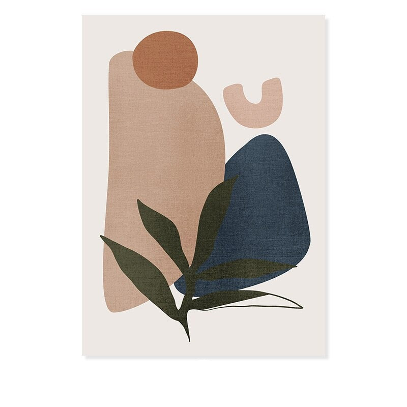Minimalist Abstract Green Leaf Bohemia - Canvas Wall Art Print