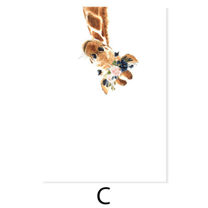 Cute Giraffe Dream Watercolor - Canvas Wall Art Print