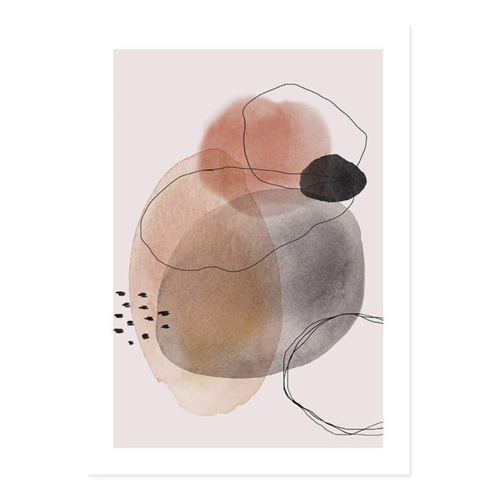 Dark Abstract Watercolor Circles - Canvas Wall Art Print