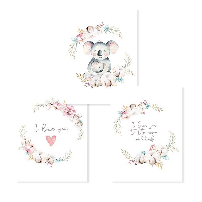 Loving Koala Mother & Baby Garland - Canvas Wall Art Print