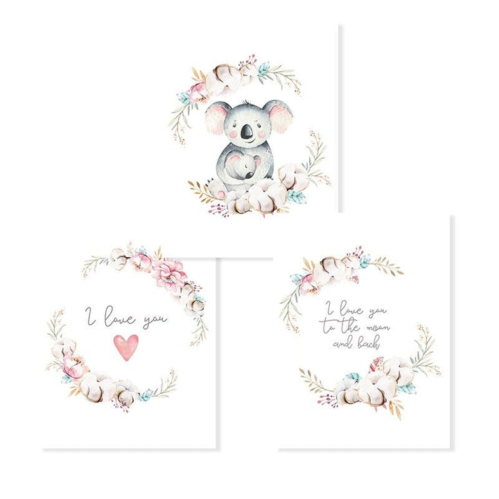Loving Koala Mother & Baby Garland - Canvas Wall Art Print
