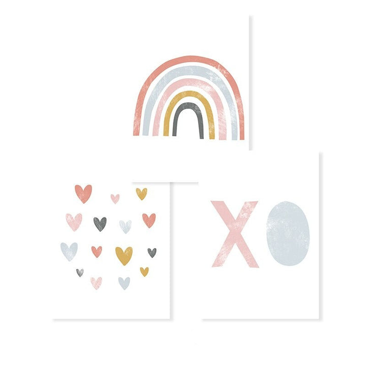 Lovely Rainbow Cartoon Girl Nursery - Canvas Wall Art Print