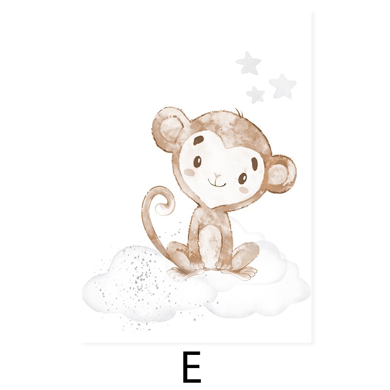 Cute Cartoon African Animals Nursery - Canvas Wall Art Print