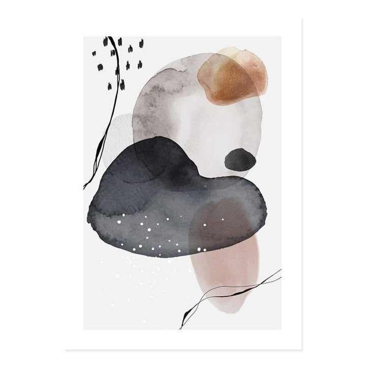 Dark Abstract Watercolor Circles - Canvas Wall Art Print