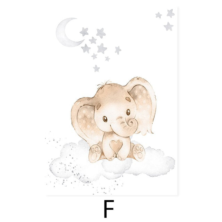 Cute Cartoon African Animals Nursery - Canvas Wall Art Print