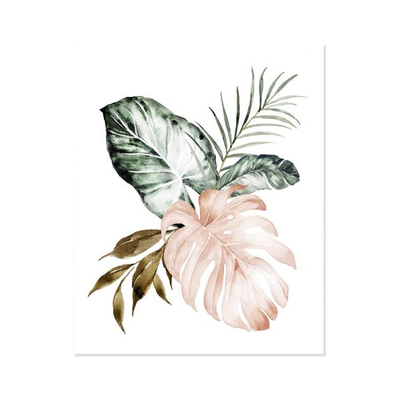 Tropical Botanical Green Leaves - Canvas Wall Art Print