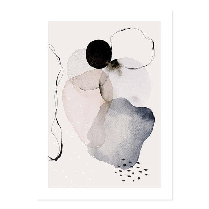 Dark Abstract Watercolor Circles - Canvas Wall Art Print