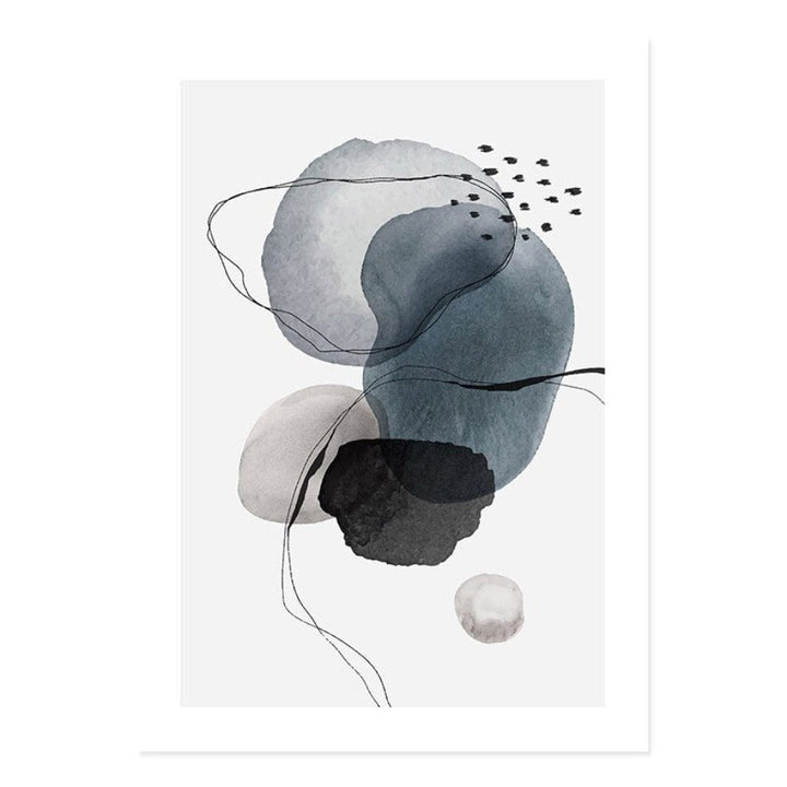 Dark Abstract Watercolor Circles - Canvas Wall Art Print