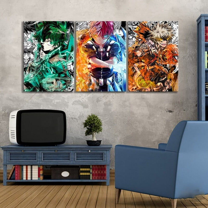 My Hero Academia Anime- 3 Pieces Canvas Wall Art Modular Pictures Posters